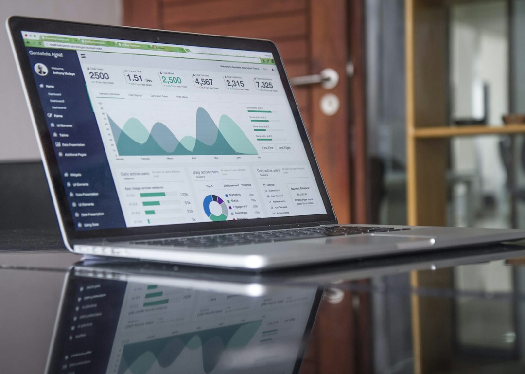 Dashboard showing financial analytics with charts and data visualizations on a laptop screen